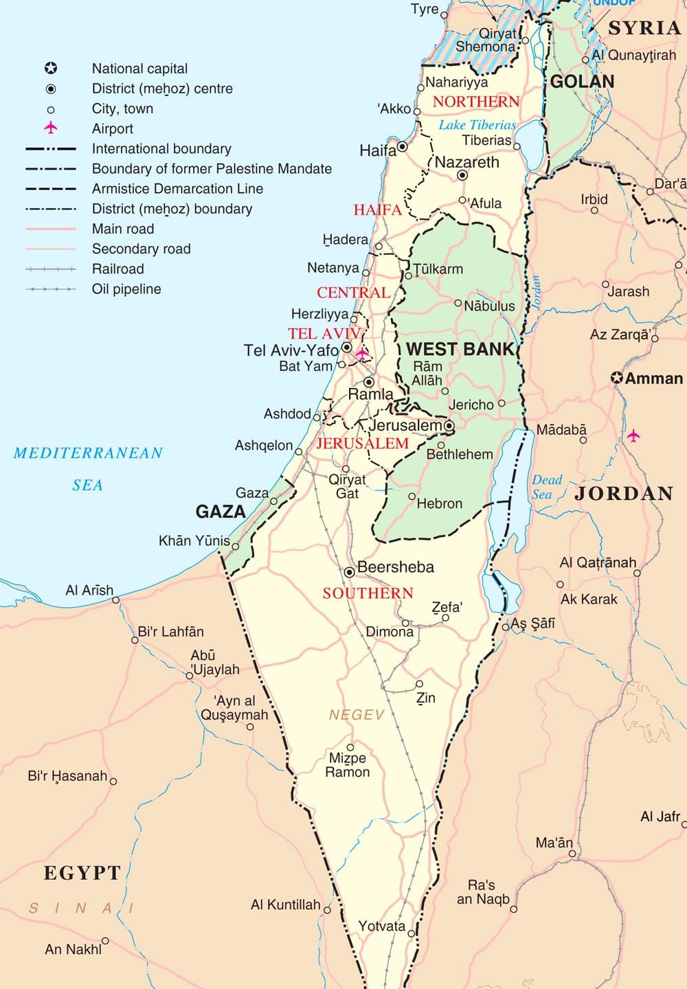 mapa izraela, turistické