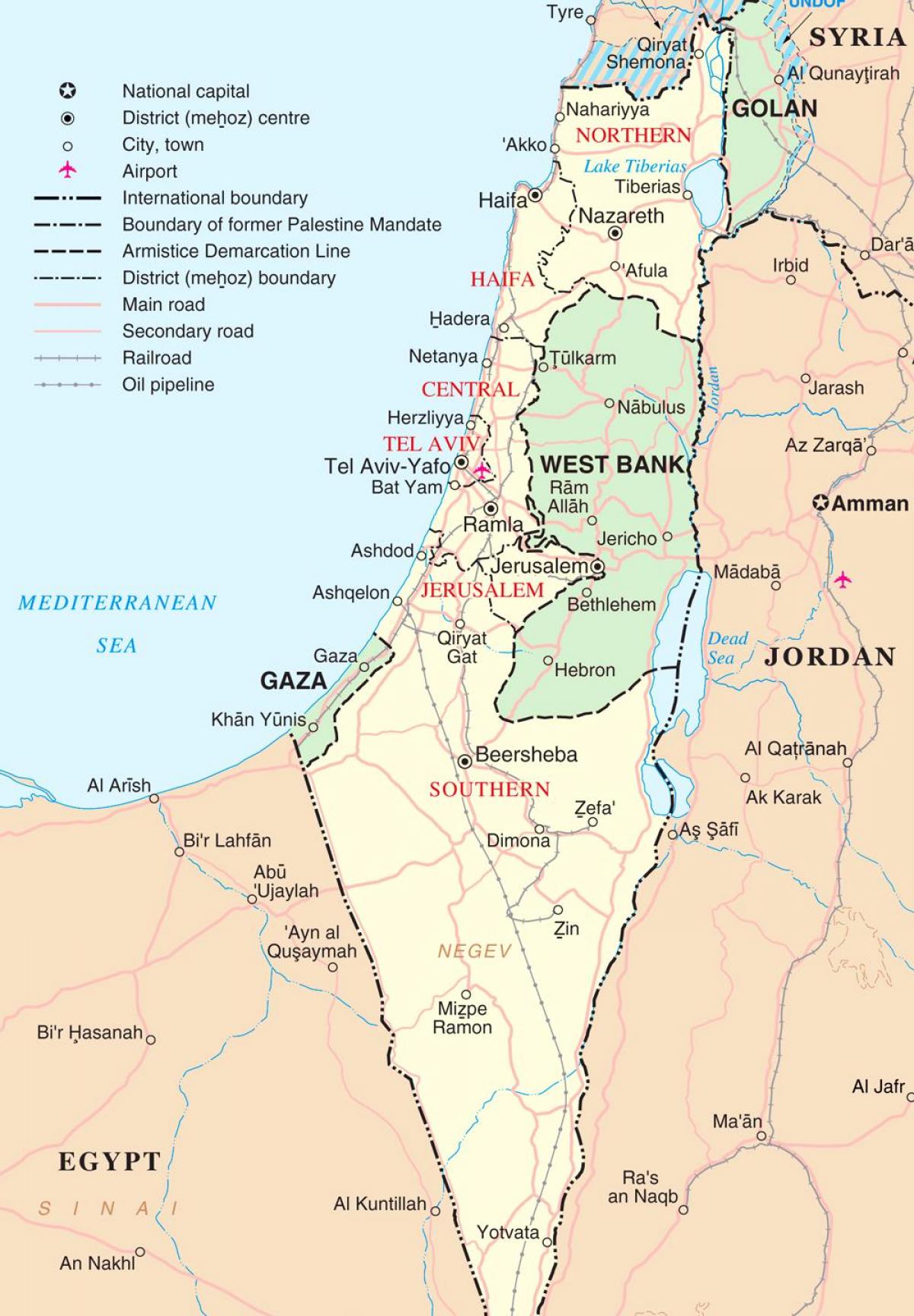 mapa izraela, turistické