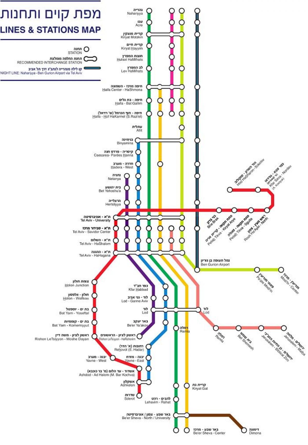 mapa izraela vlak
